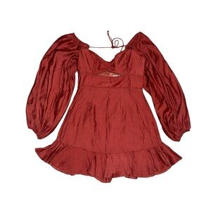 Elegant Red Long Sleeve Dress